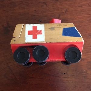 Vintage 1971 Mattel Wooden Ambulance Toy